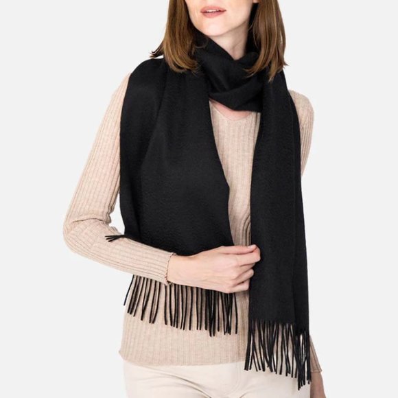 Large Soft Solid Shawl Wrap Scarf Black - Picture 4 of 5